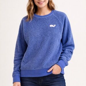 Vineyard Vines Blue Sherpa Fleece Pullover Sweatshirt XL Cozy Casual